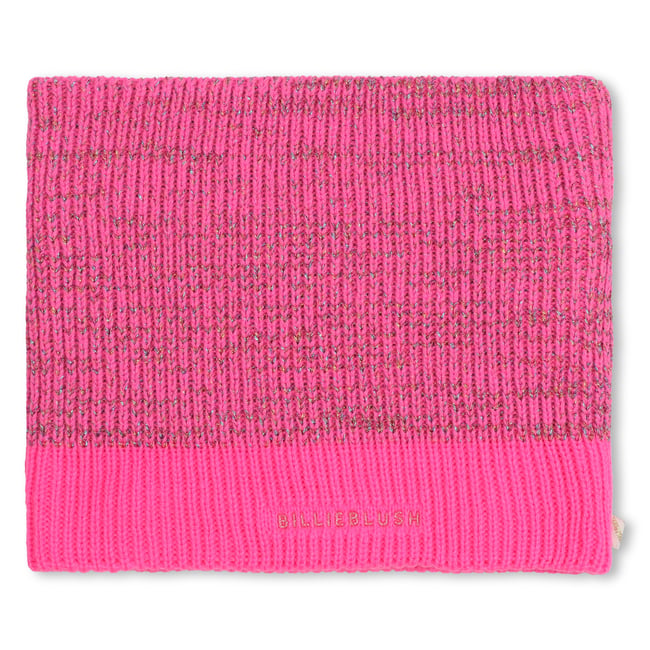 Chauffe-cou tricoté rose flash <span itemprop=