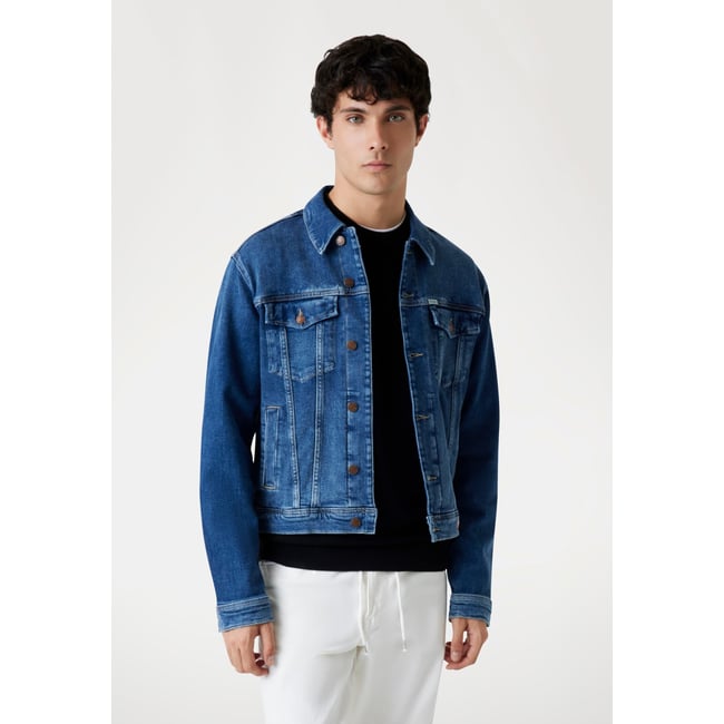Veste En Denim Classique bleu <span itemprop=