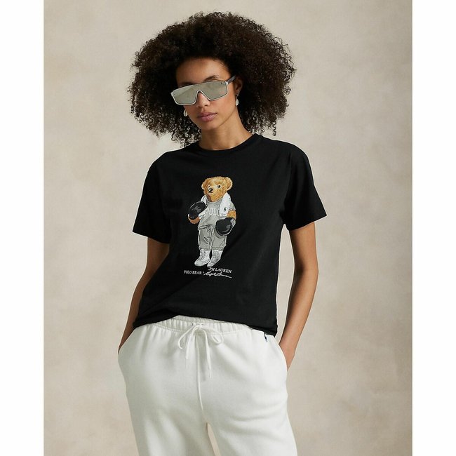 T-shirt girocollo maniche corte motivo orso nero POLO RALPH LAUREN