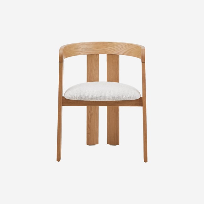 Lot de 2 chaises en tissu texturé et chêne massif avec accoudoirs Couleur crème <span itemprop=