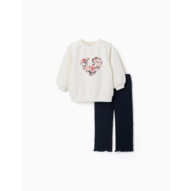 Ensemble sweat et pantalon en coton blanc <span itemprop=