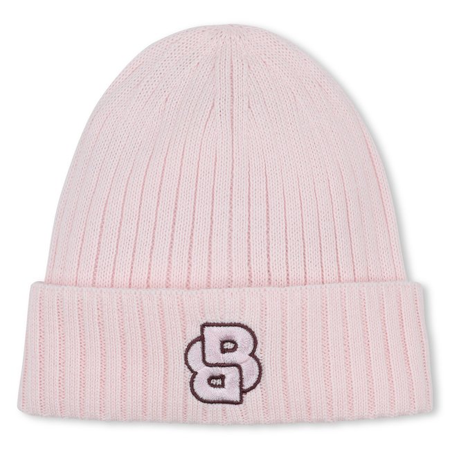 Bonnet tricot baby pink <span itemprop=