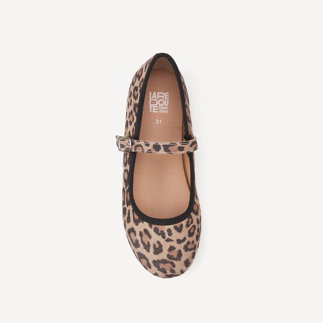 Kids' leather ballet pumps in leopard print leopard print La