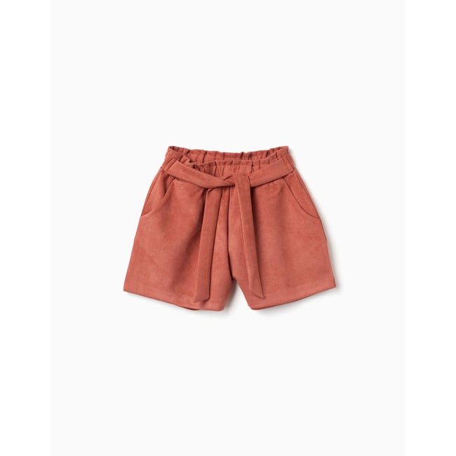 Short en maille interlock avec ceinture intégrée marrón <span itemprop=