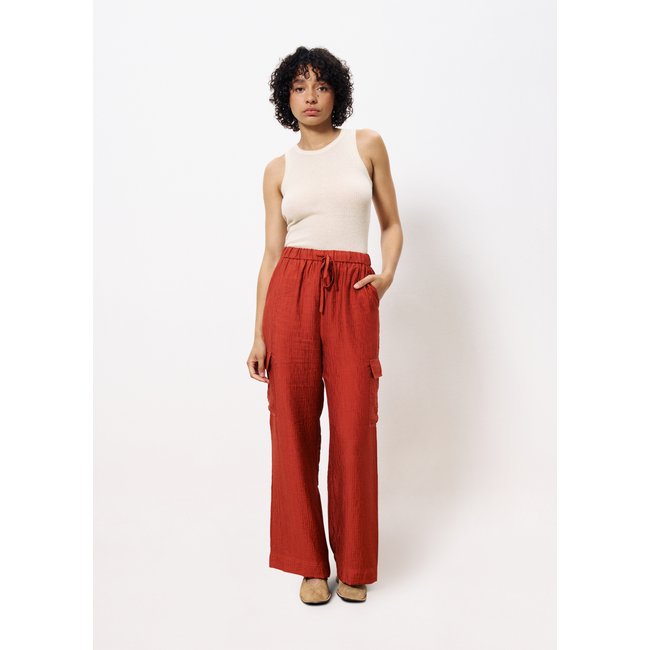 Pantalon  LOREEN rouge brique <span itemprop=