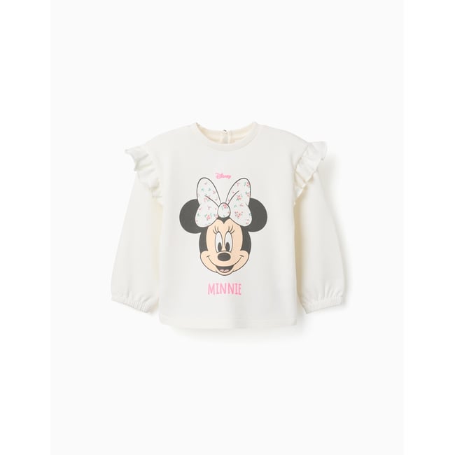 Sweat en coton avec imprimé Minnie beige clair <span itemprop=