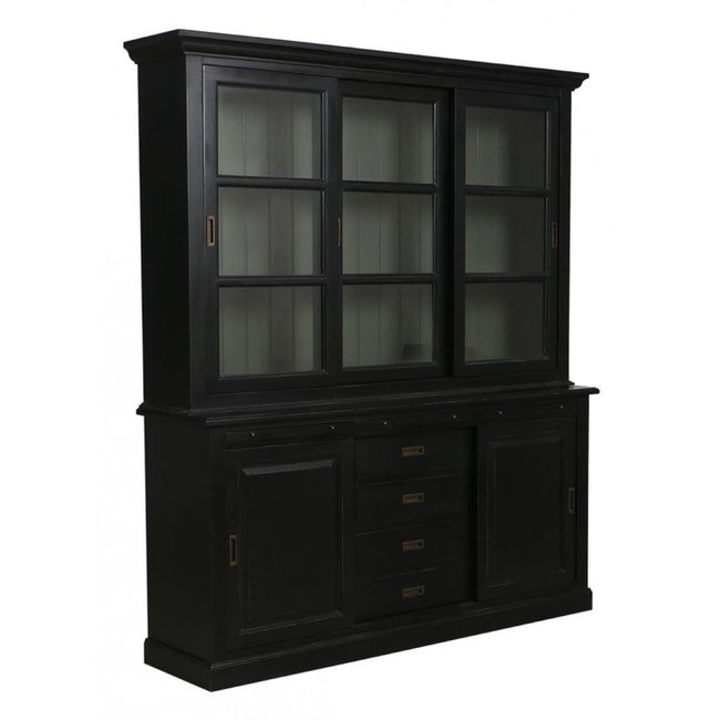 Buffet 3 portes vitrées - RHODE ISLAND Couleur noir <span itemprop=