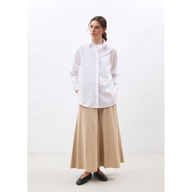 Chemise manches longues en popeline de coton blanc <span itemprop=