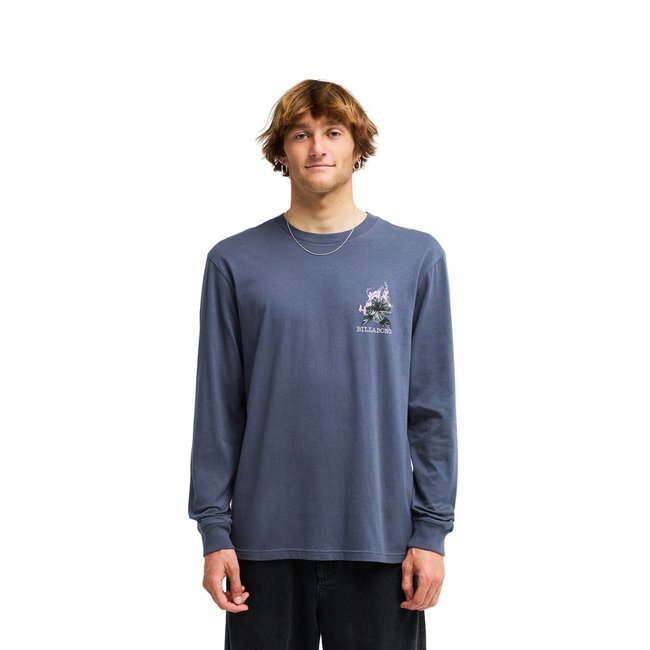 T shirt manches longues RETRO POSTER noir ombre blue <span itemprop=