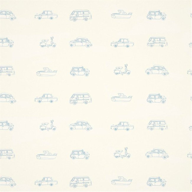 50x1000cm Go Go Retro Wallpaper, aqua and white, HARLEQUIN