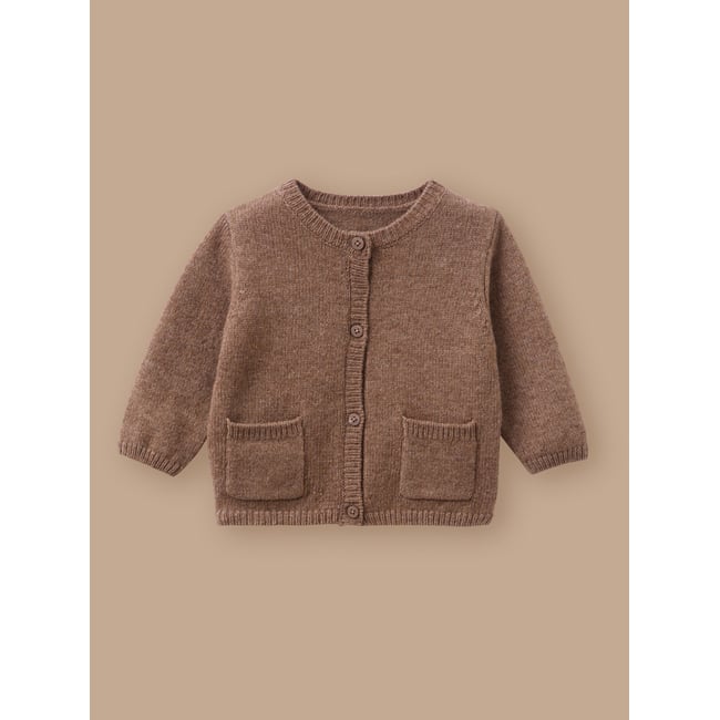 Cardigan  avec laine sucre brun <span itemprop=
