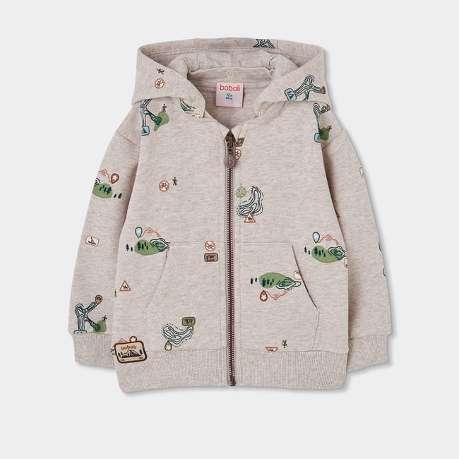 Veste garçon molleton imprimé aventure multicolore <span itemprop=