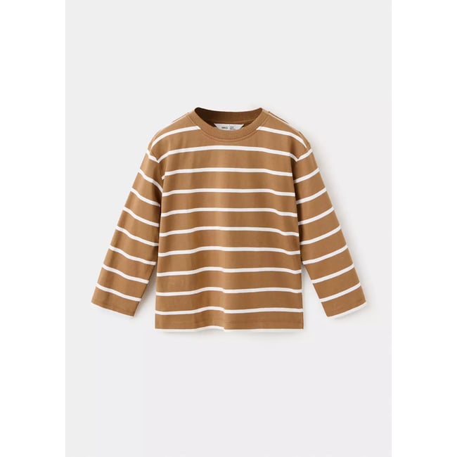 T-shirt coton à rayures caramel <span itemprop=