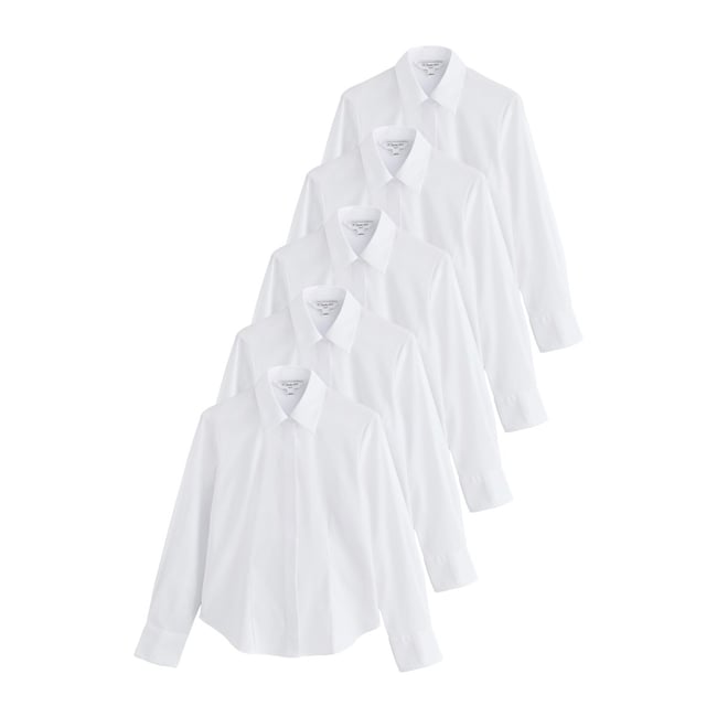 Chemise stretch ajustée, lot de 5 blanc <span itemprop=