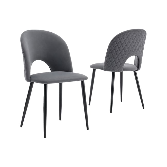 Lot de 2 chaises de salle à manger style industriel en velours, BANZEL - MEUBLES COSY