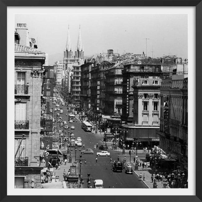 Affiche Marseille - La Canebiere, Scène de vie en 1960 - HEXOA