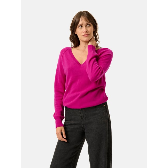 Pull Col V  Violine Phoebe violet foncé <span itemprop=