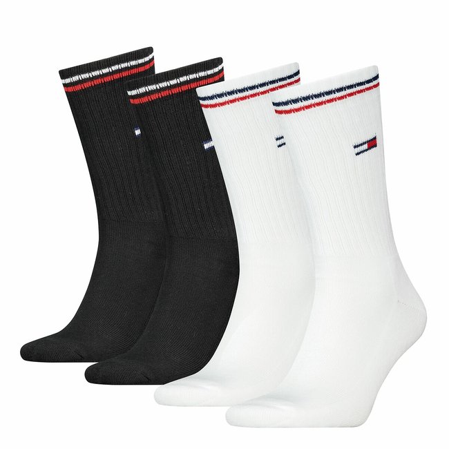 4 Paar Iconic Socken weiss + schwarz <span itemprop=