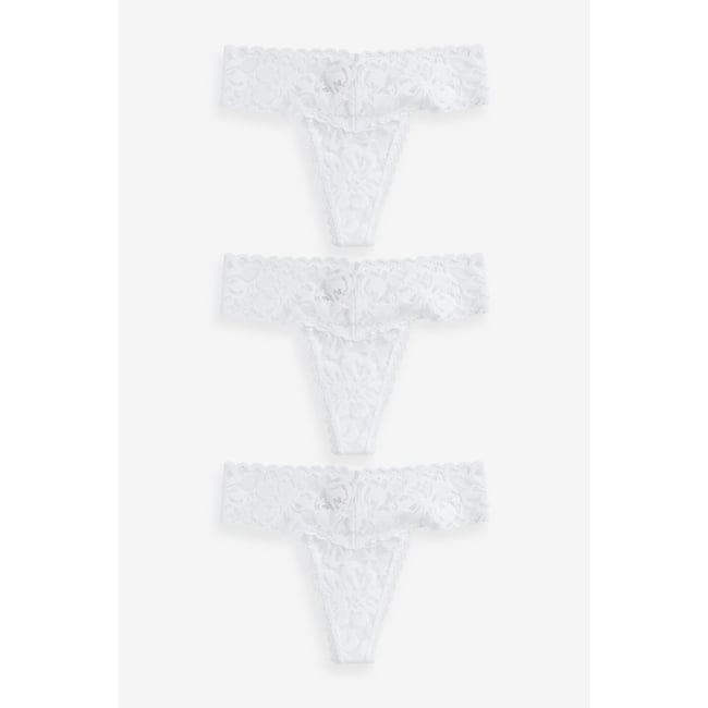 Strings en dentelle florale, lot de 3 blanc <span itemprop=