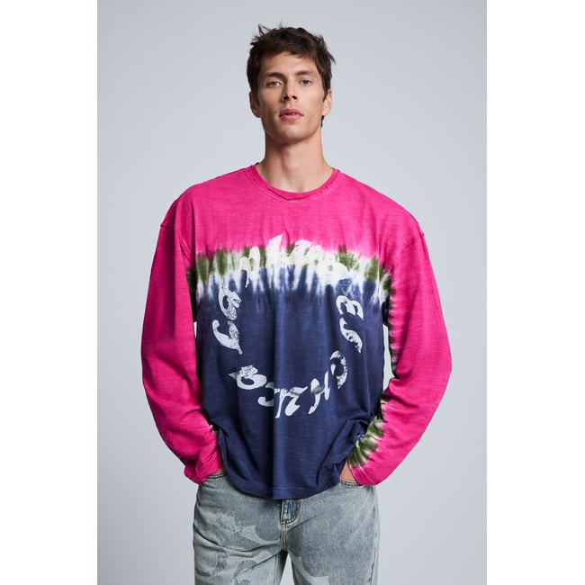 T-shirt à manches longues imprimé rouge <span itemprop=