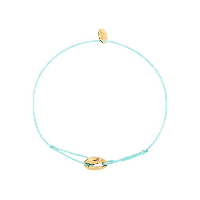 Bracelet cordon mini cauri mint doré <span itemprop=