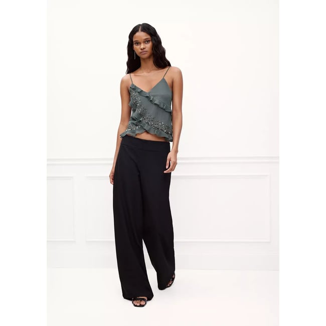 Top plissé brodé argent foncé <span itemprop=