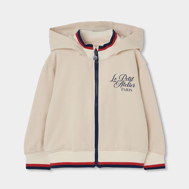 Veste en molleton fille à capuche blanc <span itemprop=