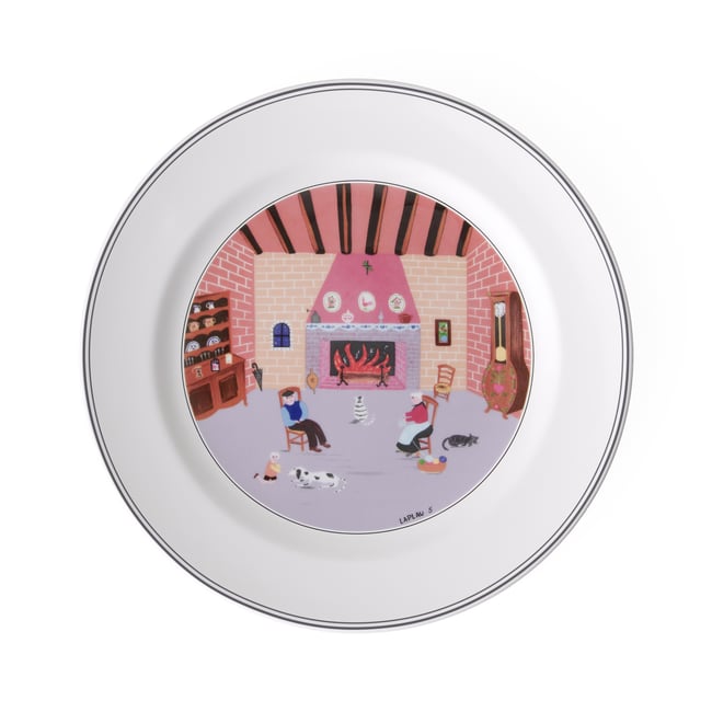 Assiette Plate, Cheminée DESIGN NAIF Couleur multicolore <span itemprop=