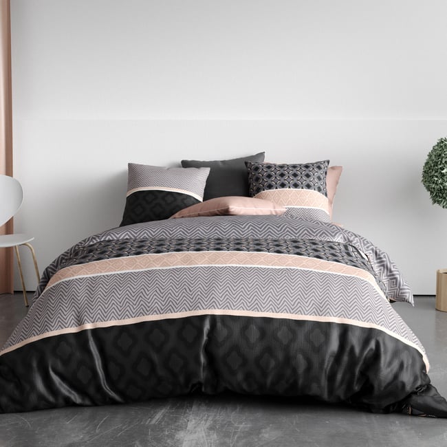 Parure imprimée avec housse de couette et taie(s) en coton, Kea rose <span itemprop=