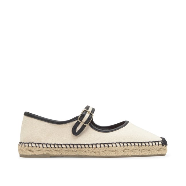 Espadrilles plates style Mary-Jane en coton PADUA PLATFORM crème <span itemprop=