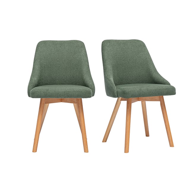 Chaises scandinaves en tissu chenille terre brûlée et bois clair (lot de 2) HASTA - MILIBOO
