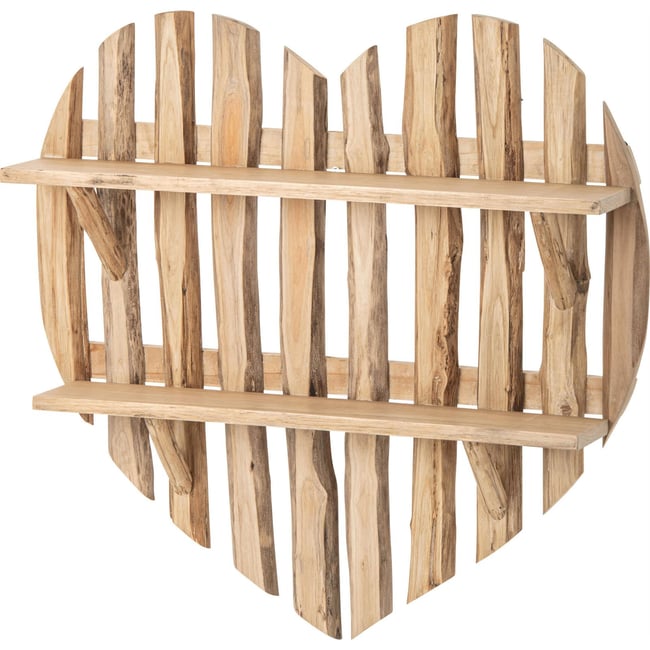 Étagère murale cœur en bois de sapin Couleur naturel <span itemprop=