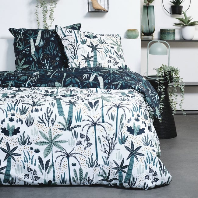 Parure de lit SUNSHINE FLORINE bleu <span itemprop=