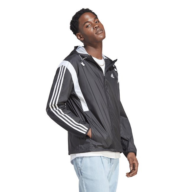 Black and white adidas windbreaker best sale