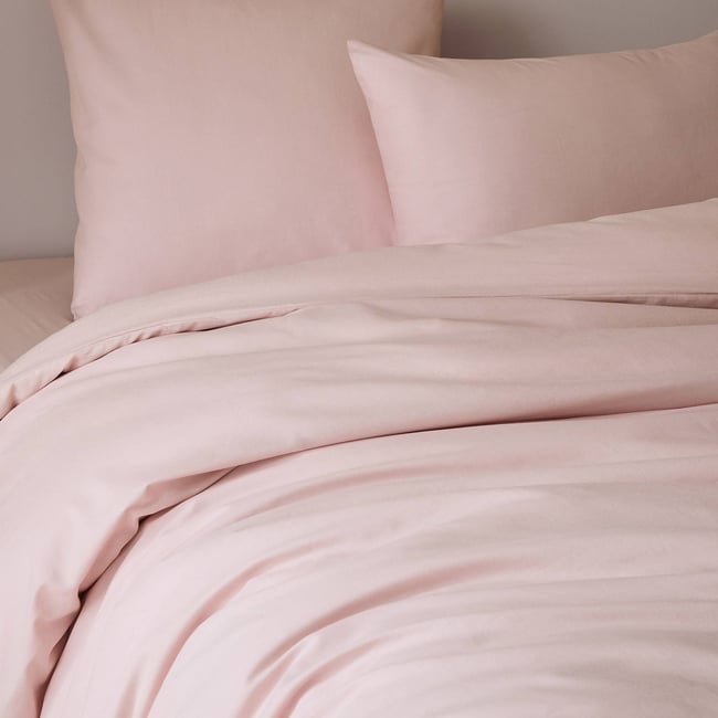 Taie d'oreiller unie, 100% coton bio sepia rose <span itemprop=