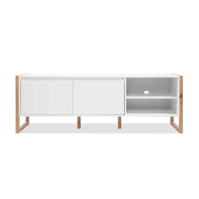 Meuble TV 160 cm 2 portes ALVA Couleur blanc <span itemprop=