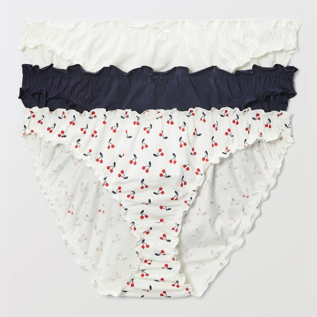 Lot de 3 culottes froufrou JULIE en coton BIO GOTS ecru <span itemprop=