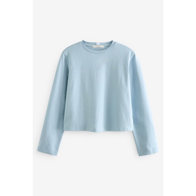 T-shirt épais court à manches longues bleu marine <span itemprop=