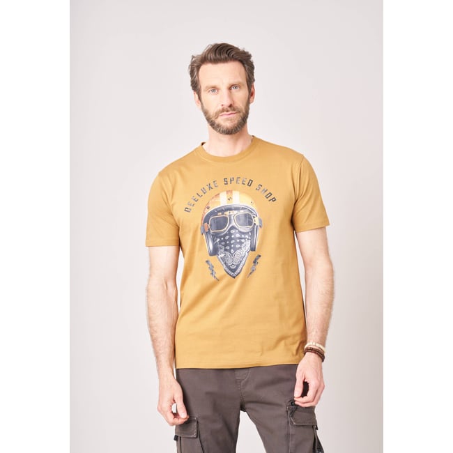 T-shirt homme en 100% coton jersey imprimé biker HELMUP - DEELUXE