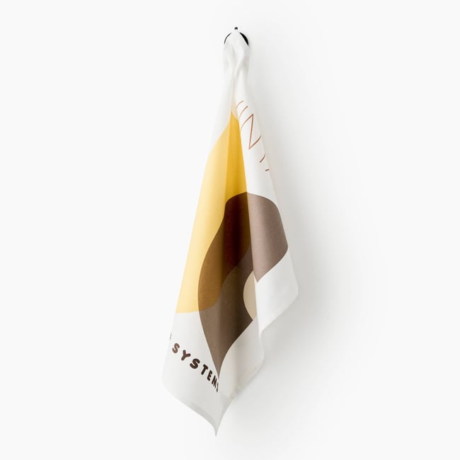 Torchon imprimé, 50x70cm 100% coton recyclé off white <span itemprop=