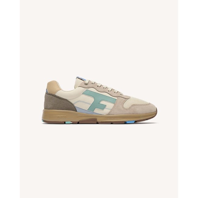 Running tissu suede OLIVE OLIVE crème et gris <span itemprop=