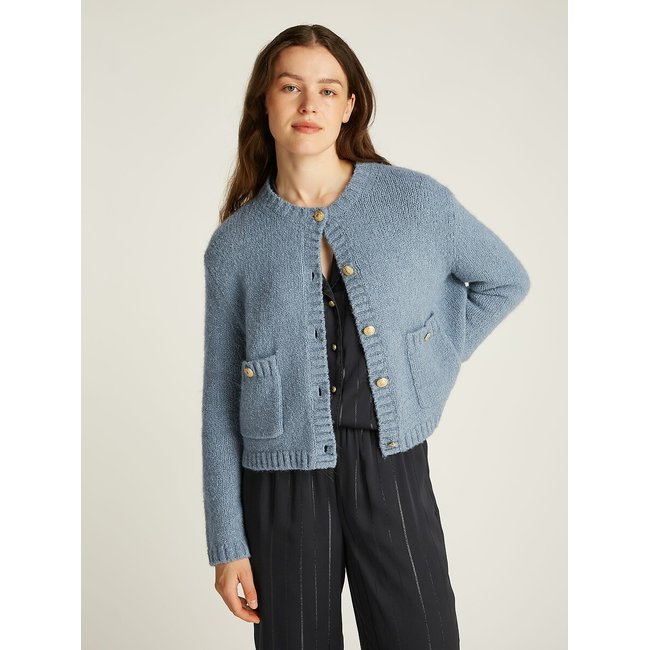 Crew Neck Cardigan, blue, TOMMY HILFIGER
