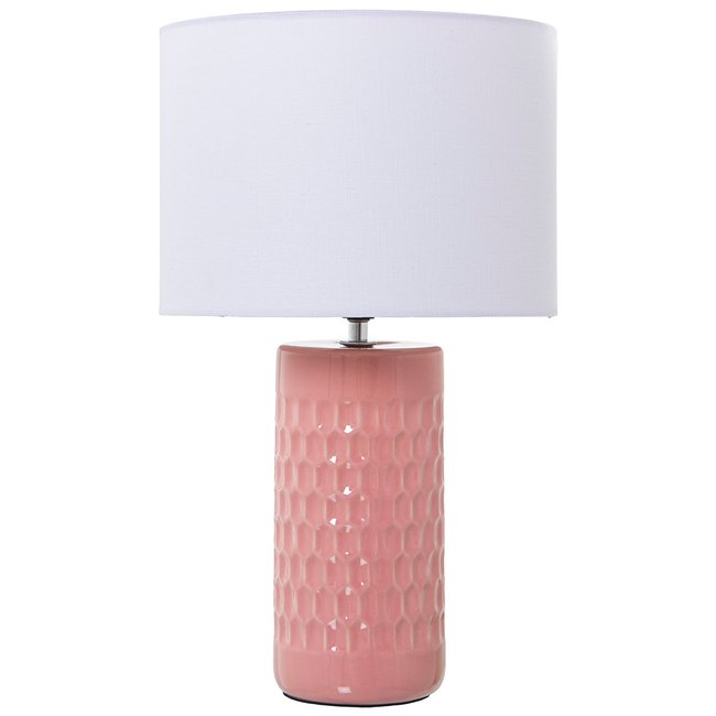 Lampe à poser en céramique rose et abat-jour beige 25x25x42cm Couleur rose <span itemprop=