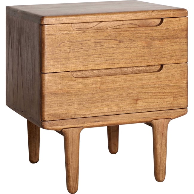 Table de chevet en bois mindi, 1 Tiroir Couleur bois naturel marron chaleureux <span itemprop=