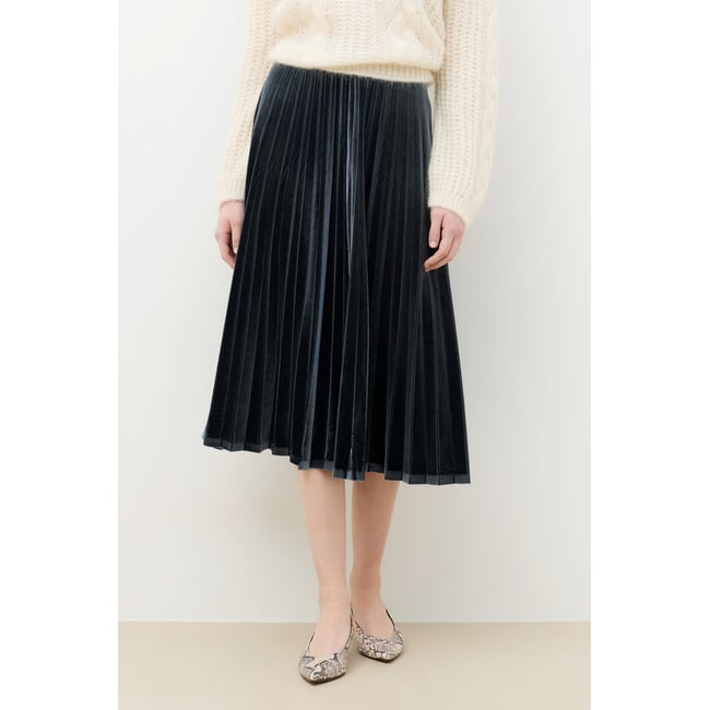 Jupe fluide velours JULIA bleu gris <span itemprop=