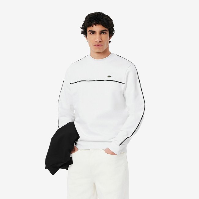 Sweater met ronde hals en Lacoste-bies - LACOSTE