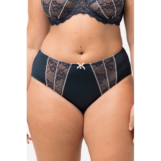 Culotte midi en microfibres bleu nuit <span itemprop=