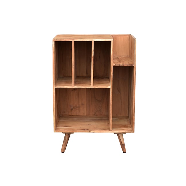 Meuble de rangement vinyles en bois massif L65 cm VIRGILE Couleur bois brut <span itemprop=