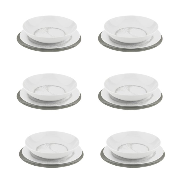 Service 18 pièces gris et blanc - 