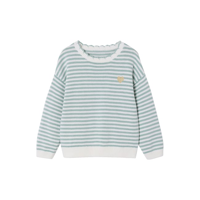 Pull à rayures bleu grisé <span itemprop=